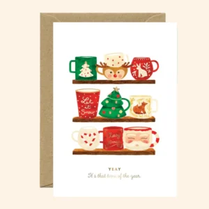 Xmas mugs - Carte de voeux - Feuille dorée