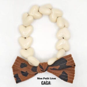 bracelet femme gaga full maxi coeurs beige & noeud léopard