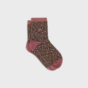 chaussettes lÉopard marron et rose