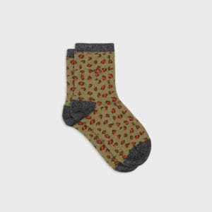 chaussettes lÉopard vert et corail
