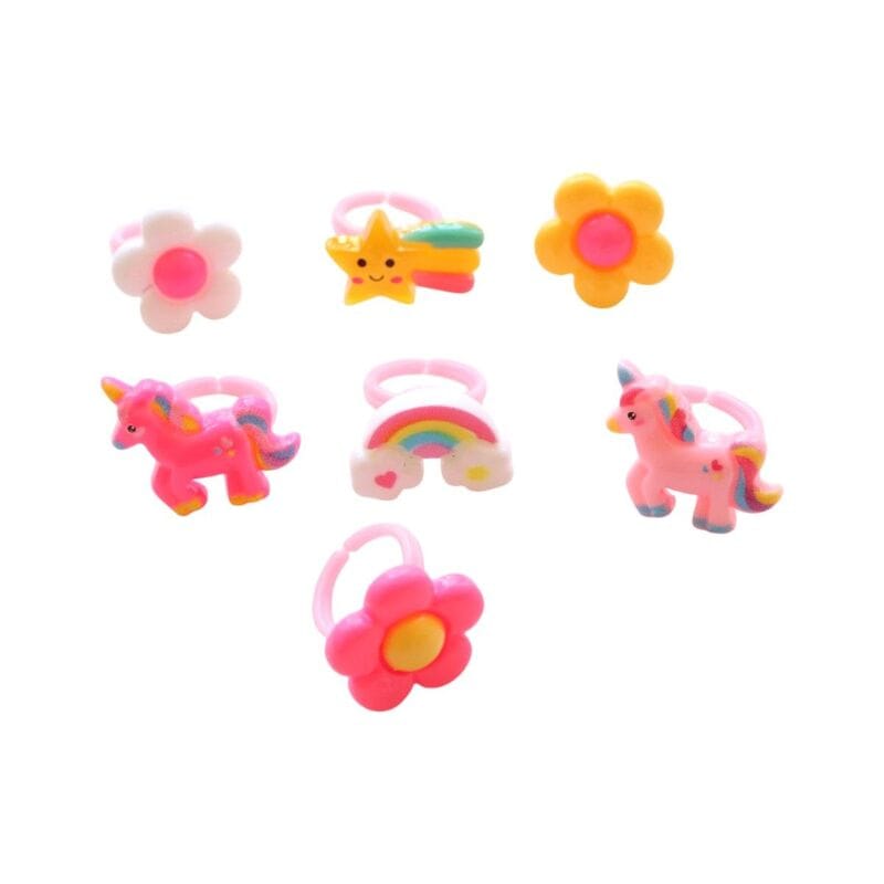 boite coeur 7 bagues licorne et fleurs