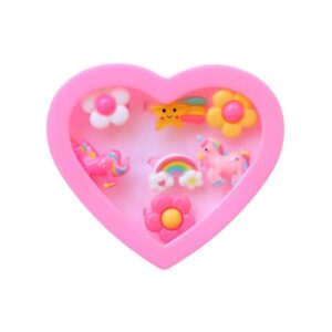 boite coeur 7 bagues licorne et fleurs