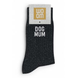 chaussettes À paillettes dog mum noir