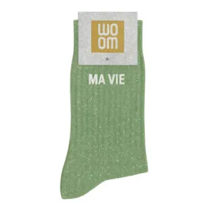 chaussettes À paillettes ma vie vert amande