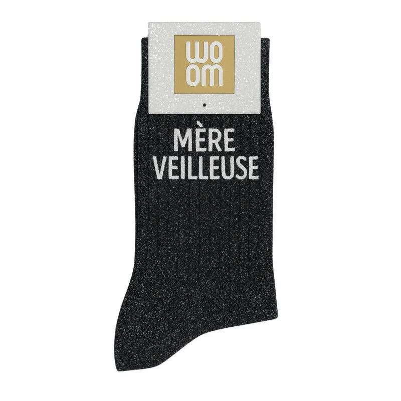 chaussettes À paillettes mÈre veilleuse noir