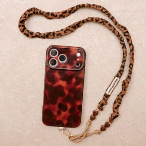 sangle tÉlÉphone billie lÉopard marron cordon beige