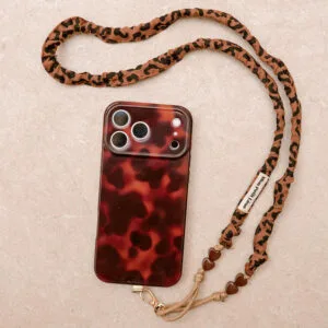 sangle tÉlÉphone billie lÉopard marron cordon beige