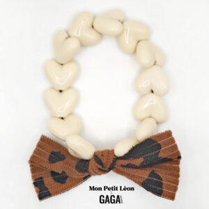 bracelet gaga kids beige et maxi noeud lÉopard