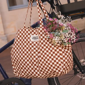 cabas xxl damier coeur mon petit leon