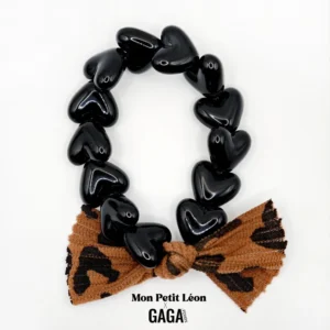 bracelet gaga noir et maxi noeud lÉopard