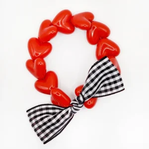 bracelet gaga rouge et maxi noeud vichy